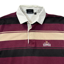 Load image into Gallery viewer, GUINNESS Embroidered Mini Logo Colour Block Striped Long Sleeve Rugby Polo Shirt
