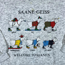 Load image into Gallery viewer, Vintage 90&#39;s WELCOME TO SAANEN Switzerland Souvenir Goat Cartoon Graphic Sweatshirt
