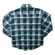 Load image into Gallery viewer, Vintage Haoyun Green Black White Plaid Check Long Sleeve Cotton Flannel Shirt
