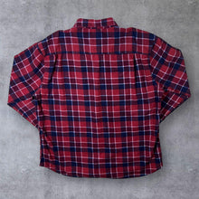 Load image into Gallery viewer, Portonova Red Navy Blue Lumberjack Plaid Check Long Sleeve Cotton Flannel Shirt
