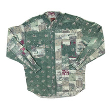 Load image into Gallery viewer, Vintage Cherokee Jeans Floral Patterned Green Cowboy Western Long Sleeve Shirt
