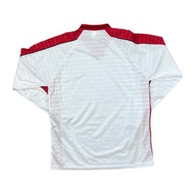 Load image into Gallery viewer, Vintage Red White Colour Block Patterned Trim Long Sleeve V-Neck Polyester Sports Jersey Top
