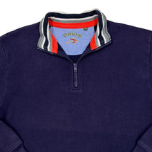 Load image into Gallery viewer, Early 00’s ORVIS Classic Basic Essential Striped Collar 1/4 Zip Pullover Sweatshirt
