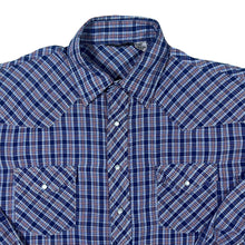 Load image into Gallery viewer, Vintage 80&#39;s Destry Cowboy Western Plaid Check Popper Long Sleeve Shirt
