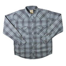 Load image into Gallery viewer, Vintage Resistol Double Cowboy Western Grey Check Popper Long Sleeve Shirt
