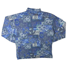 Load image into Gallery viewer, Vintage C&amp;A Crazy Abstract Patterned Blue Mix Long Sleeve Polo Shirt
