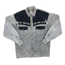 Load image into Gallery viewer, Vintage Arizona Jeans Cowboy Western Washed Grey Denim Long Sleeve Shirt
