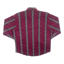 Load image into Gallery viewer, Vintage Wrangler Cowboy Western Patterned Burgundy Popper Long Sleeve Cotton Shirt
