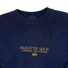 Load image into Gallery viewer, Vintage THE SWEATER SHOP Classic Navy Blue Embroidered Spellout Knit Sweater Jumper
