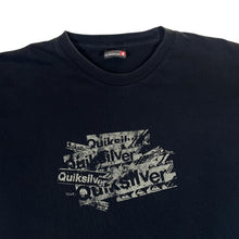 Load image into Gallery viewer, Early 00&#39;s Quiksilver Surfer Skate Logo Spellout Graphic Black T-Shirt
