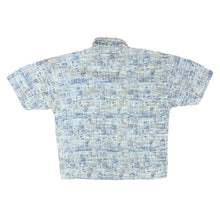 Load image into Gallery viewer, Vintage SIGNUM Crazy Abstract Blue Patterned Short Sleeve Flannel Shirt
