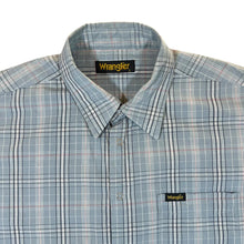 Load image into Gallery viewer, Vintage WRANGLER Blue Plaid Check Popper Button Short Sleeve Cotton Shirt
