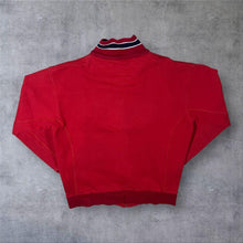 Load image into Gallery viewer, Early 00’s Timeout Embroidered Chenille Spellout Red Zip Sweatshirt
