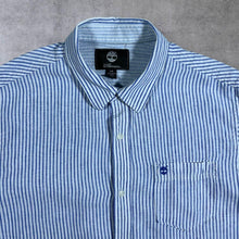 Load image into Gallery viewer, Timberland Earthkeepers &quot;Regular Fit&quot; Blue White Striped Linen Long Sleeve Shirt
