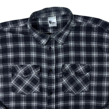 Load image into Gallery viewer, Vintage CXS Grey White Mix Plaid Check Long Sleeve Cotton Flannel Shirt
