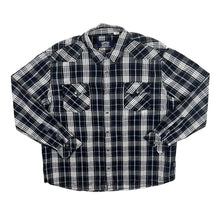 Load image into Gallery viewer, Levi&#39;s Signature Cowboy Western Black Blue Grey Check Popper Button Long Sleeve Shirt
