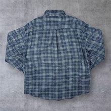Load image into Gallery viewer, Vintage DeSigner&#39;s Club Navy Blue White Plaid Check Long Sleeve Cotton Flannel Shirt
