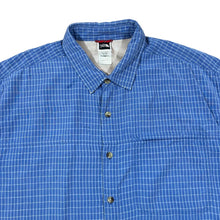 Load image into Gallery viewer, Early 00&#39;s THE NORTH FACE TNF Classic Blue Check Short Sleeve Zip Pocket Shirt
