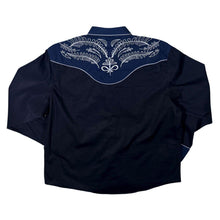 Load image into Gallery viewer, Coofandy Embroidered Cowboy Western Black Navy Blue Long Sleeve Shirt
