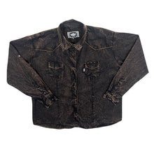Load image into Gallery viewer, Vintage Stars &amp; Stripes Cowboy Western Popper Long Sleeve Brown Cotton Shirt
