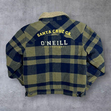 Load image into Gallery viewer, Early 00&#39;s O&#39;Neill Skater Surfer Plaid Check Lightly Padded Wool Blend Bomber Jacket
