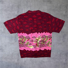 Load image into Gallery viewer, Vintage Blue Wave Goth Y2K Traditional Dragon Red Rayon Open Collar Shirt
