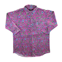 Load image into Gallery viewer, Lauren Ralph Lauren Floral Flower Patterned Purple Pink Rolled Sleeve Shirt
