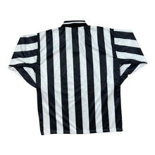 Load image into Gallery viewer, Vintage Black White Colour Block Striped Long Sleeve Collared Polyester Sports Jersey Top
