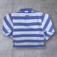 Load image into Gallery viewer, Vintage DEAL Blue White Striped 1/4 Zip Cotton Pullover Sweatshirt Top
