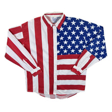 Load image into Gallery viewer, Vintage USA American Flag Stars &amp; Stripes Colour Block Patterned Long Sleeve Shirt
