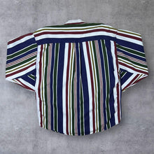 Load image into Gallery viewer, Vintage Bogari Studio Multi Colour Striped Long Sleeve Cotton Grandad Collar Shirt
