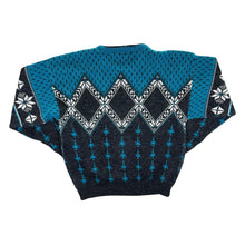 Load image into Gallery viewer, Vintage 90&#39;s Grandad Patterned Deer Patch Knit Acrylic Wool Jumper Sweater

