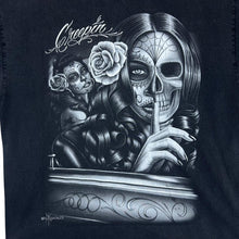 Load image into Gallery viewer, DGA &quot;Creepin&quot; Day Of The Dead Gothic Biker Graphic Black T-Shirt
