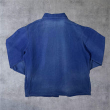 Load image into Gallery viewer, Vintage French Chore Worker Style Faded Blue Denim Distressed Cotton Jacket
