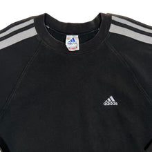 Load image into Gallery viewer, Vintage ADIDAS Three Stripe Embroidered Mini Logo Heavyweight Black Crewneck Sweatshirt
