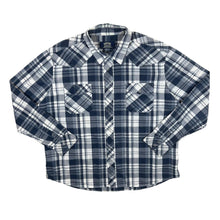 Load image into Gallery viewer, Levi&#39;s Signature Cowboy Western Blue Grey White Check Popper Button Long Sleeve Shirt
