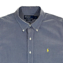 Load image into Gallery viewer, Polo Ralph Lauren &quot;Custom Fit&quot; Navy Blue White Check Long Sleeve Button-Up Cotton Shirt
