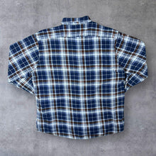 Load image into Gallery viewer, Vintage Speed.A Blue White Red Plaid Check Long Sleeve Cotton Flannel Shirt
