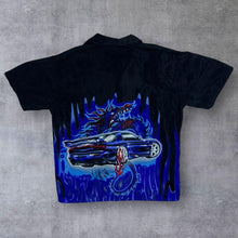 Load image into Gallery viewer, Early 00&#39;s K&#39;s Dee Gothic Y2K Tribal Flaming Dragon Car Short Sleeve Shirt
