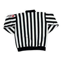Load image into Gallery viewer, Vintage BAUER OMHA &quot;Ontario 1998 Hockey Association&quot; Referee Striped Polyester Ice Hockey Collared 1/4 Zip Sweatshirt
