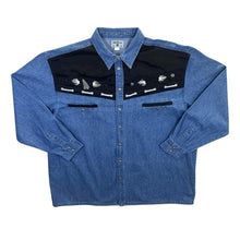 Load image into Gallery viewer, Vintage John Baner Cowboy Western Blue Denim Popper Long Sleeve Shirt
