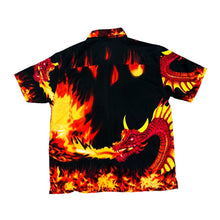 Load image into Gallery viewer, Early 00&#39;s BOSTON Gothic y2k Flaming Fire Dragon All-Over Print Polyester Shirt
