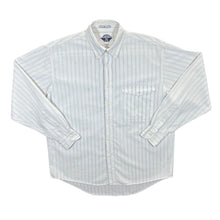 Load image into Gallery viewer, Dockers Embroidered Logo Blue White Striped Long Sleeve Cotton Button-Up Shirt
