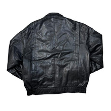 Load image into Gallery viewer, Vintage NOBLE COLLECTION Classic Genuine Real Black Leather Zip Bomber Jacket
