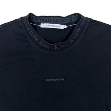 Load image into Gallery viewer, CALVIN KLEIN JEANS Mini Logo Spellout Collar Trim Short Sleeve Black T-Shirt
