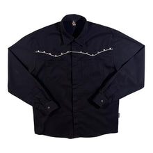 Load image into Gallery viewer, Cowboy Western Style Metal Stud Black Popper Polyester Cotton Long Sleeve Shirt
