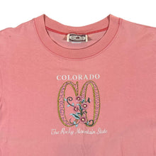 Load image into Gallery viewer, Vintage 90&#39;s COLORADO &quot;The Rocky Mountain State&quot; Embroidered Souvenir Pink Graphic T-Shirt
