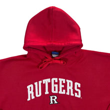 Load image into Gallery viewer, Old Varsity Brand RUTGERS College Embroidered Spellout Polyester Pullover Hoodie
