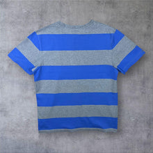 Load image into Gallery viewer, NIKE Classic Mini Logo Spellout Graphic Colour Block Striped T-Shirt
