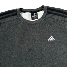 Load image into Gallery viewer, ADIDAS Classic Three Stripe Embroidered Mini Logo Dark Grey Crewneck Sweatshirt
